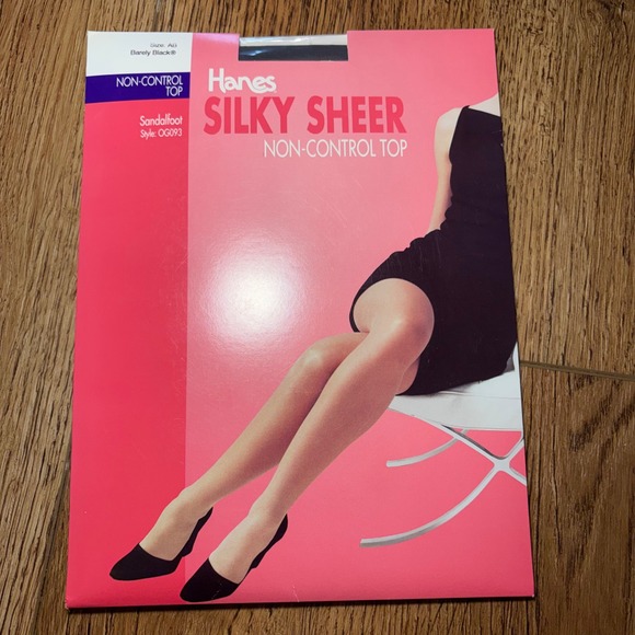 Hanes Accessories - Hanes Silky Sheer Pantyhose Barely Black Size AB Sandalfoot Non-Control Top 2002